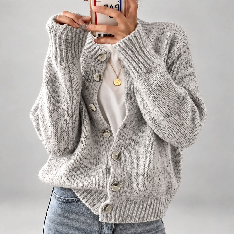 Madeline – Women's Speckled Knit Button Cardigan 1