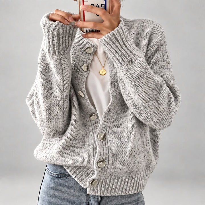 Madeline – Women's Speckled Knit Button Cardigan 1