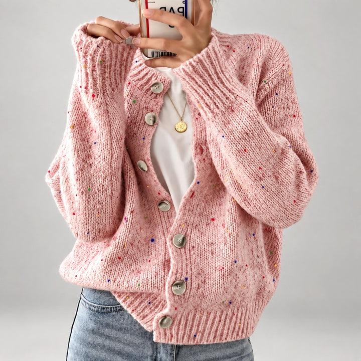 Madeline – Women's Speckled Knit Button Cardigan 2