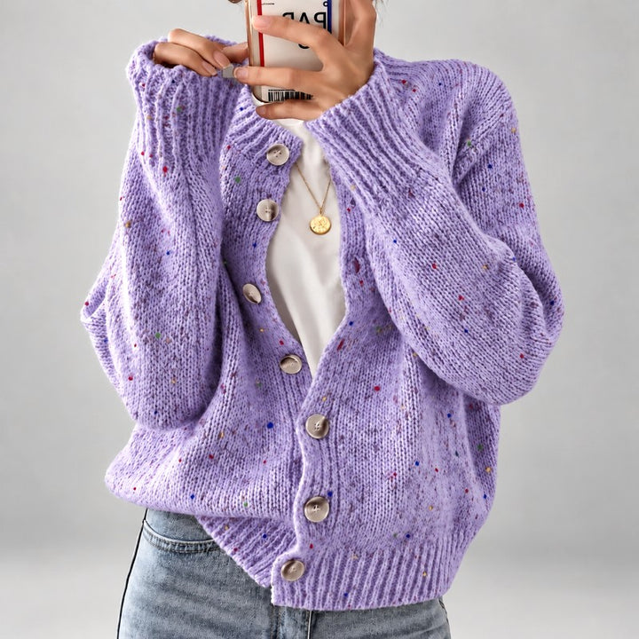 Madeline – Women's Speckled Knit Button Cardigan 4