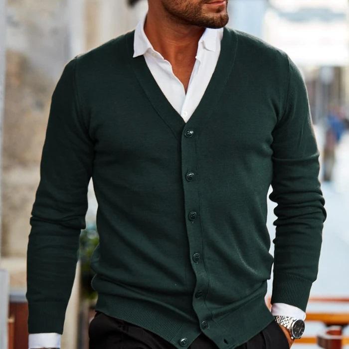 Marcus - Men's Patch Pocketed Button-Front Cardigan