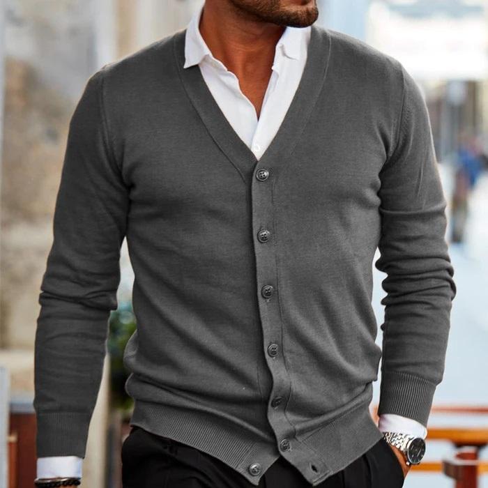 Marcus - Men's Patch Pocketed Button-Front Cardigan