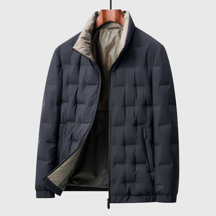 Marcus - Men's Quilted Box-Stitch Puffer Jacket with Mock Neck