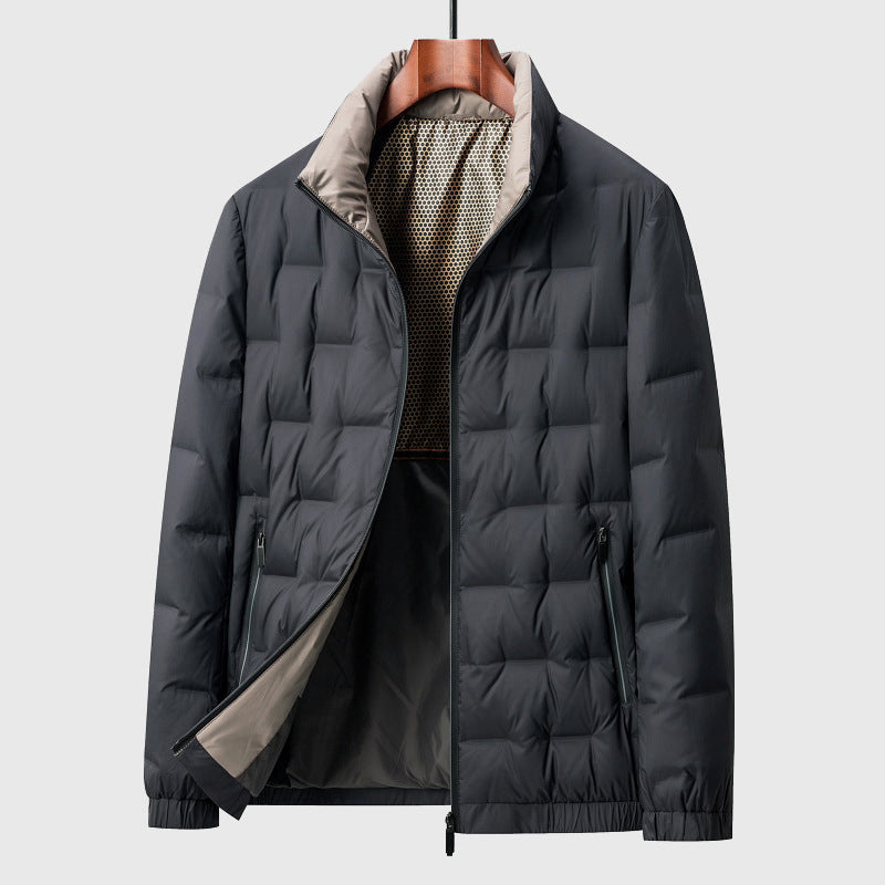 Marcus - Men's Quilted Box-Stitch Puffer Jacket with Mock Neck