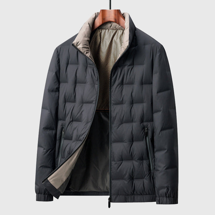 Marcus - Men's Quilted Box-Stitch Puffer Jacket with Mock Neck