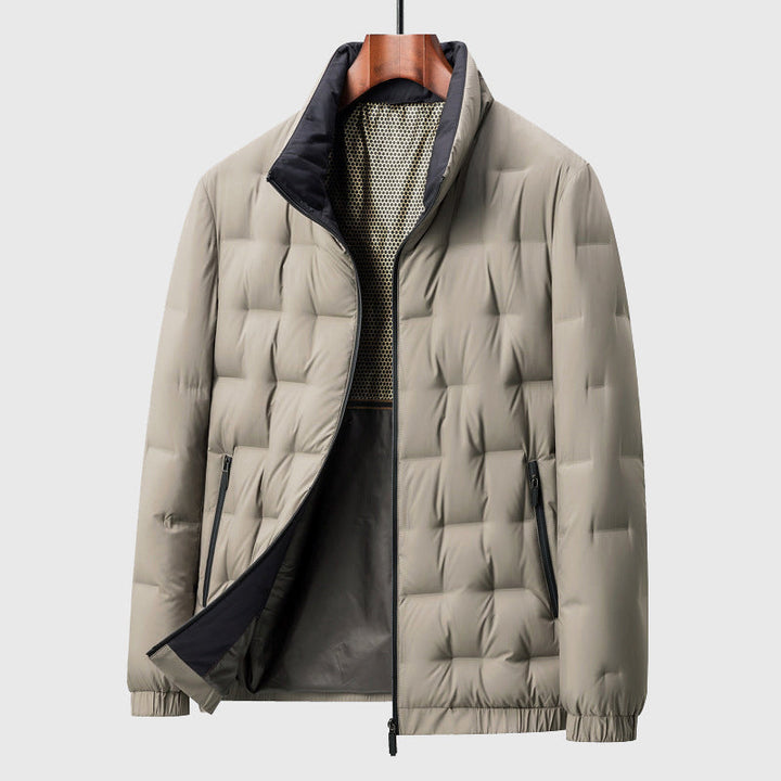 Marcus - Men's Quilted Box-Stitch Puffer Jacket with Mock Neck