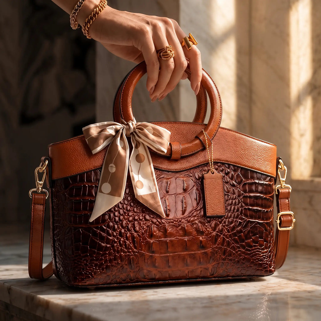 Margie – Women's Crocodile-Embossed Leather Handbag