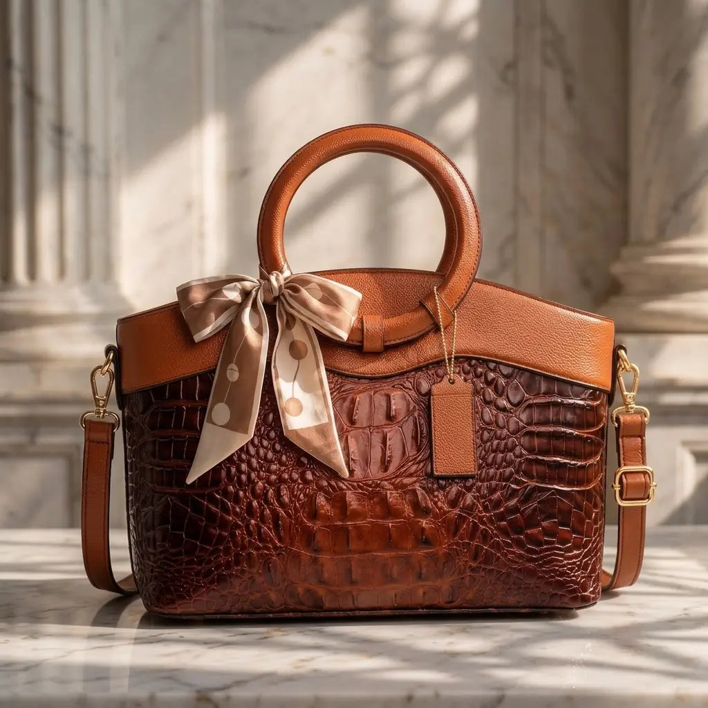 Margie – Women's Crocodile-Embossed Leather Handbag