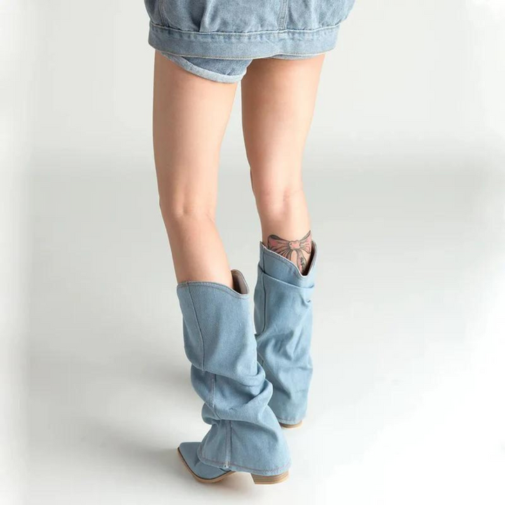 Margot - Women's Denim Slouch Midi Boot