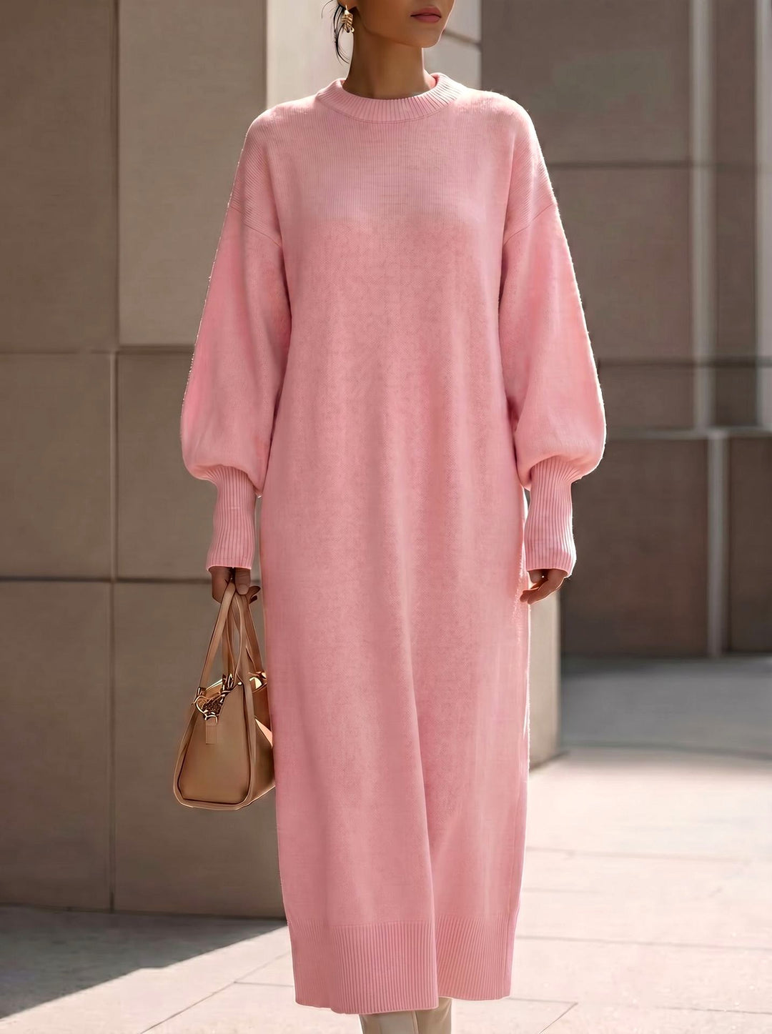Margot - Women's Oversized Long Sleeve Knit Fall Dress 5