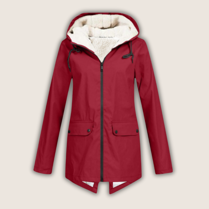 Marguerite - Women's Hooded Waterproof Rain Jacket with Pocket Details