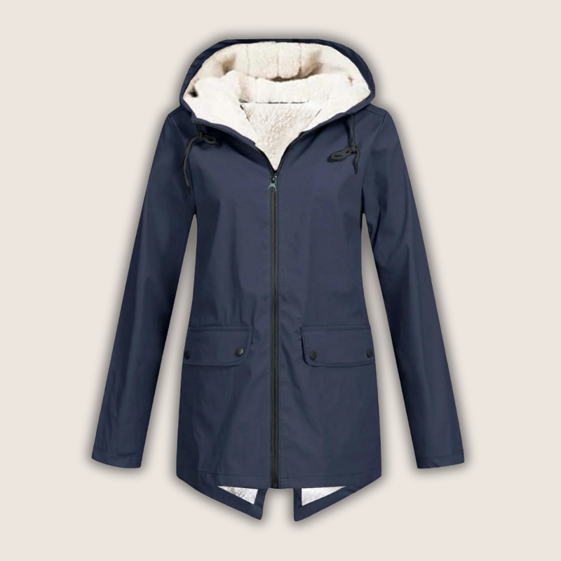 Marguerite - Women's Hooded Waterproof Rain Jacket with Pocket Details