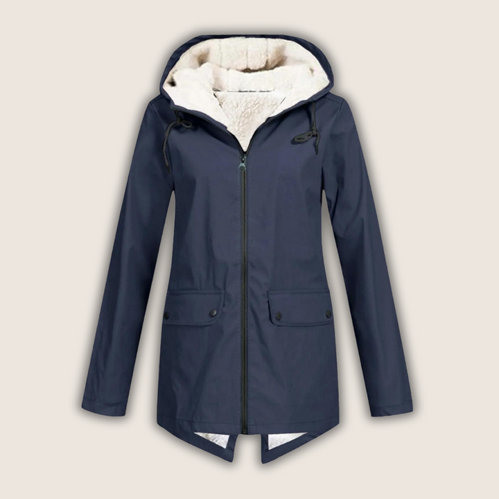 Marguerite - Women's Hooded Waterproof Rain Jacket with Pocket Details