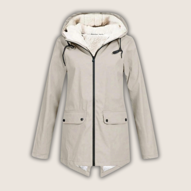 Marguerite - Women's Hooded Waterproof Rain Jacket with Pocket Details