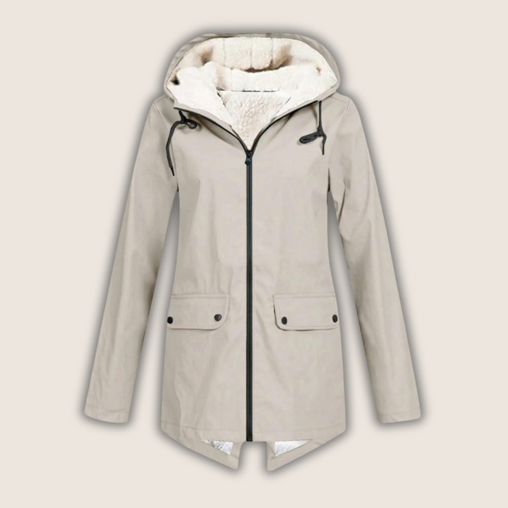 Marguerite - Women's Hooded Waterproof Rain Jacket with Pocket Details