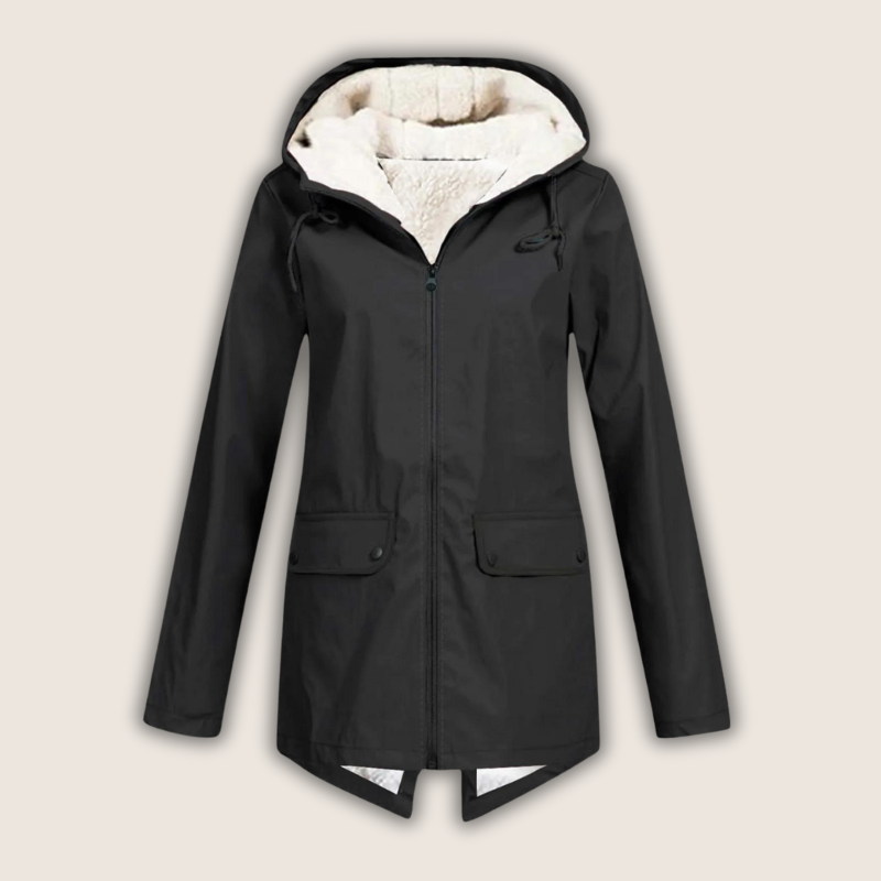 Marguerite - Women's Hooded Waterproof Rain Jacket with Pocket Details