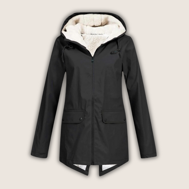 Marguerite - Women's Hooded Waterproof Rain Jacket with Pocket Details