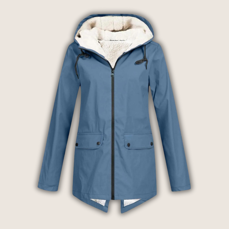 Marguerite - Women's Hooded Waterproof Rain Jacket with Pocket Details