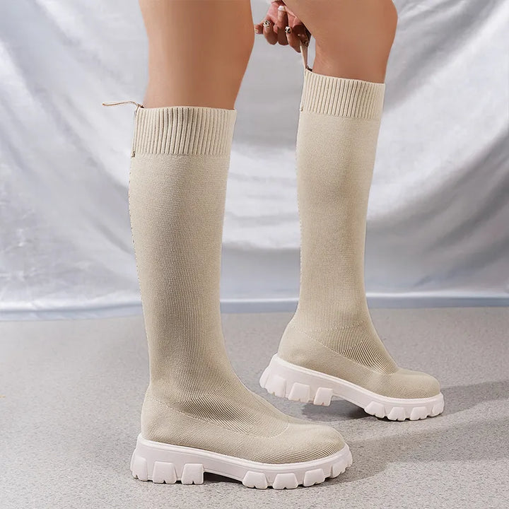 Marguerite - Women's Knit Sock Boots with Lug Soles