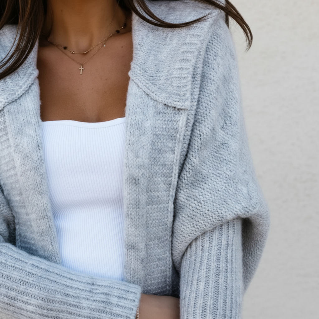 Marguerite - Women's Open-Front Knit Cardigan with Hood