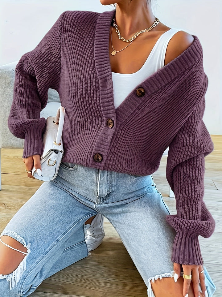 Marguerite - Women's Ribbed Button-Front Cardigan