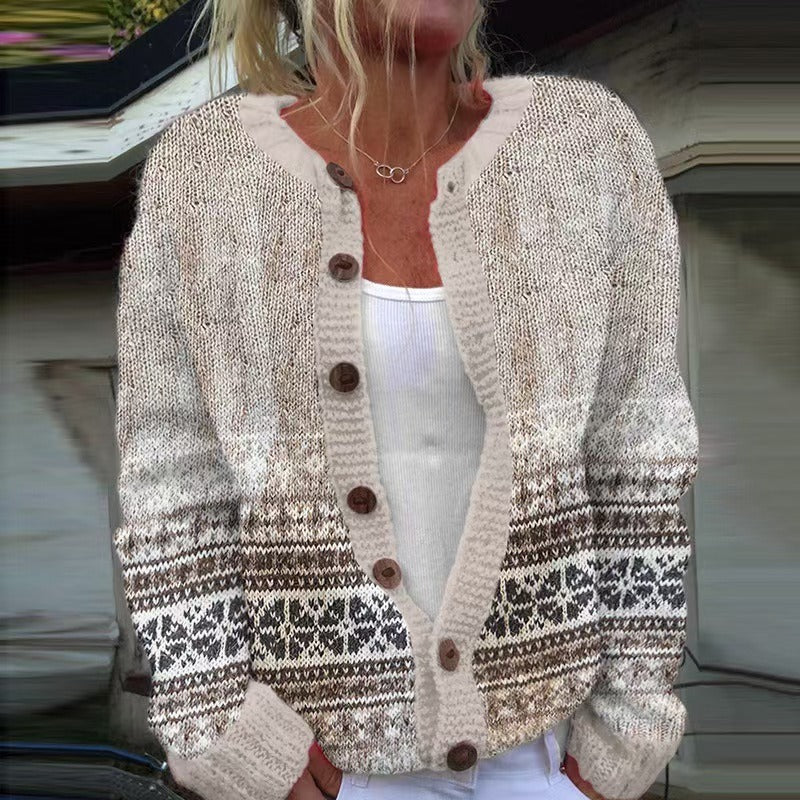 Marguerite - Women's Vintage Icelandic Patterned Cardigan