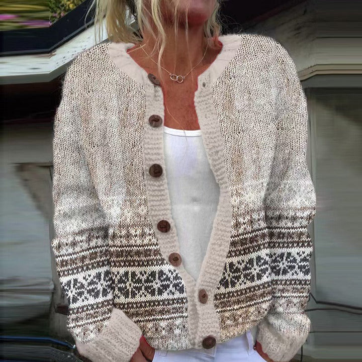 Marguerite - Women's Vintage Icelandic Patterned Cardigan
