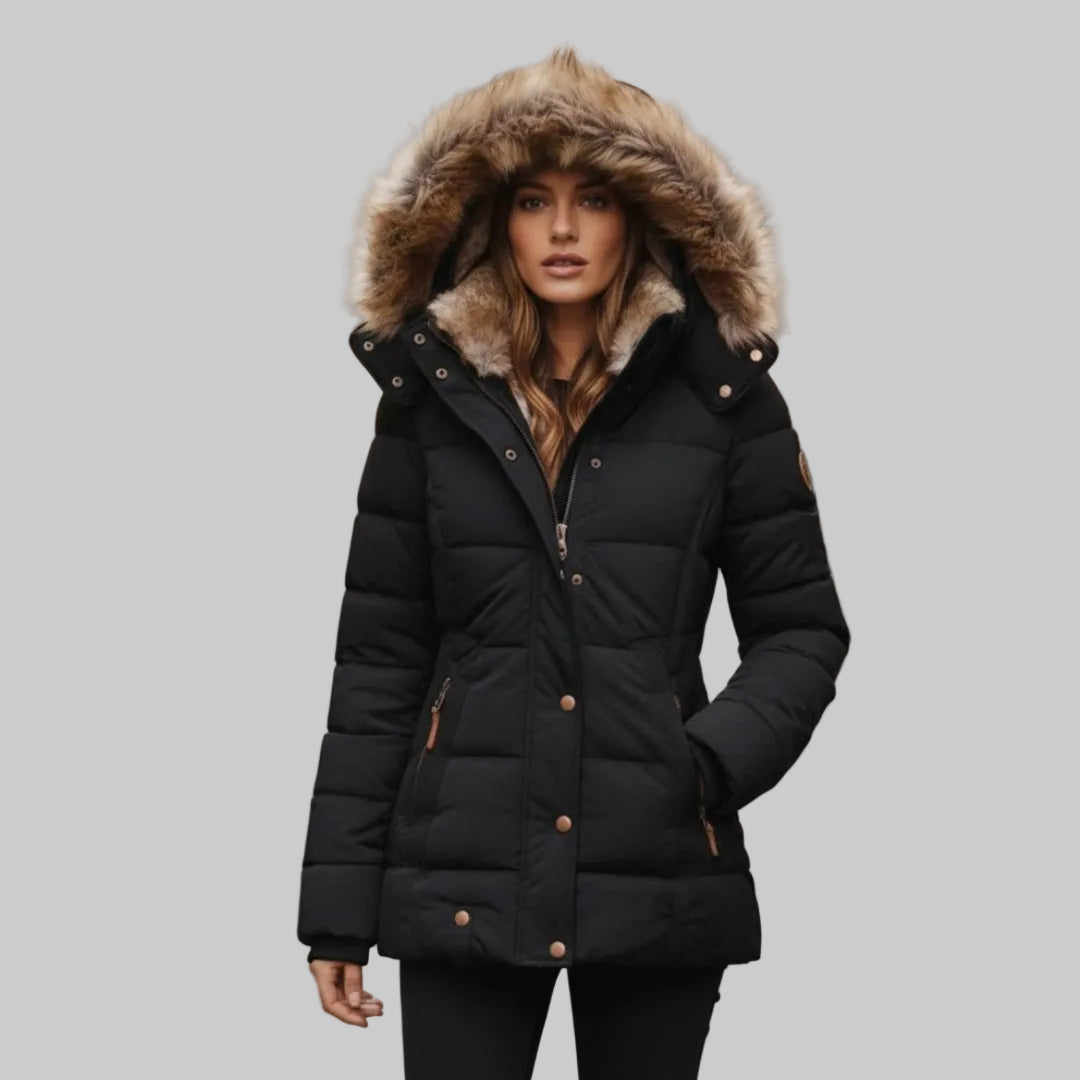 Marisol - Women's Puffer Jacket with Removable Faux-Fur Hood