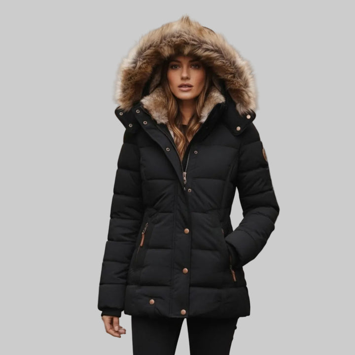 Marisol - Women's Puffer Jacket with Removable Faux-Fur Hood