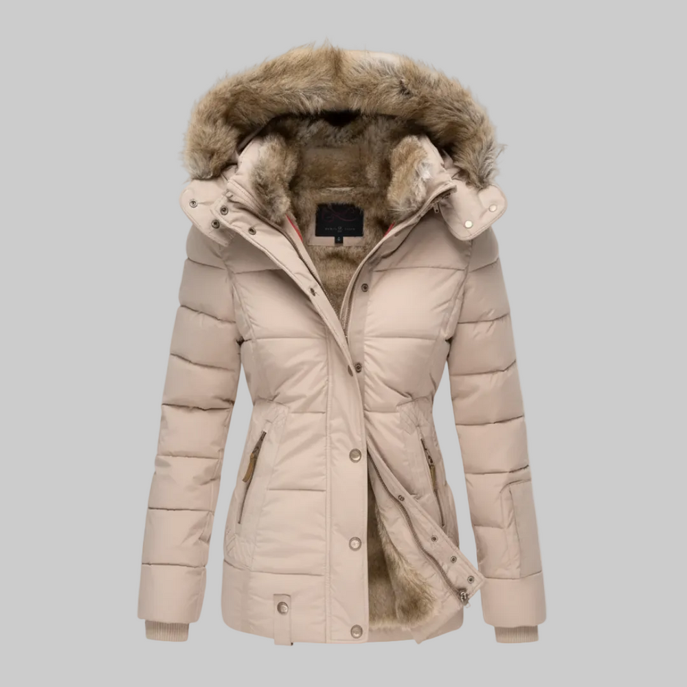 Marisol - Women's Puffer Jacket with Removable Faux-Fur Hood