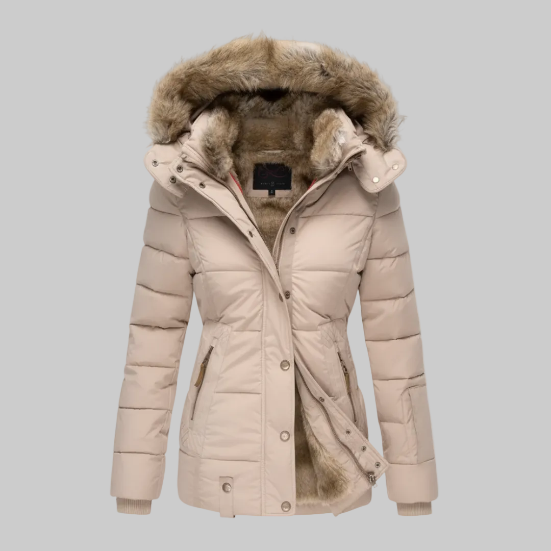Marisol - Women's Puffer Jacket with Removable Faux-Fur Hood
