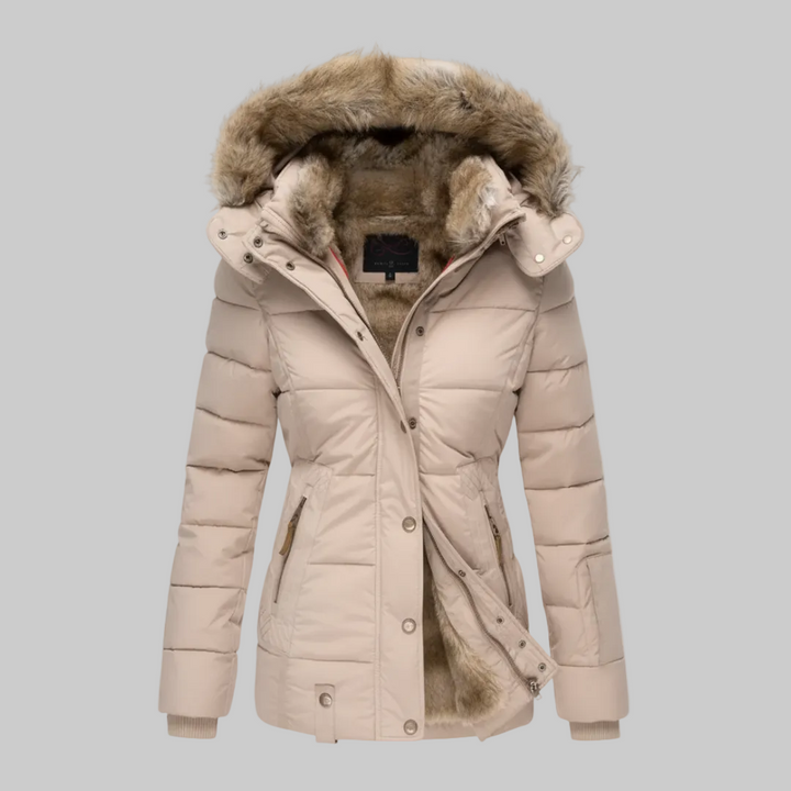 Marisol - Women's Puffer Jacket with Removable Faux-Fur Hood