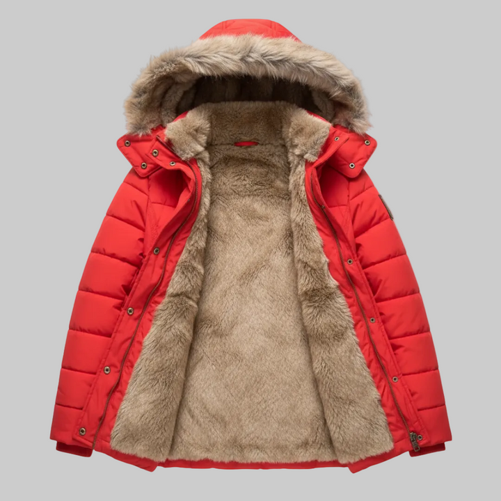 Marisol - Women's Puffer Jacket with Removable Faux-Fur Hood