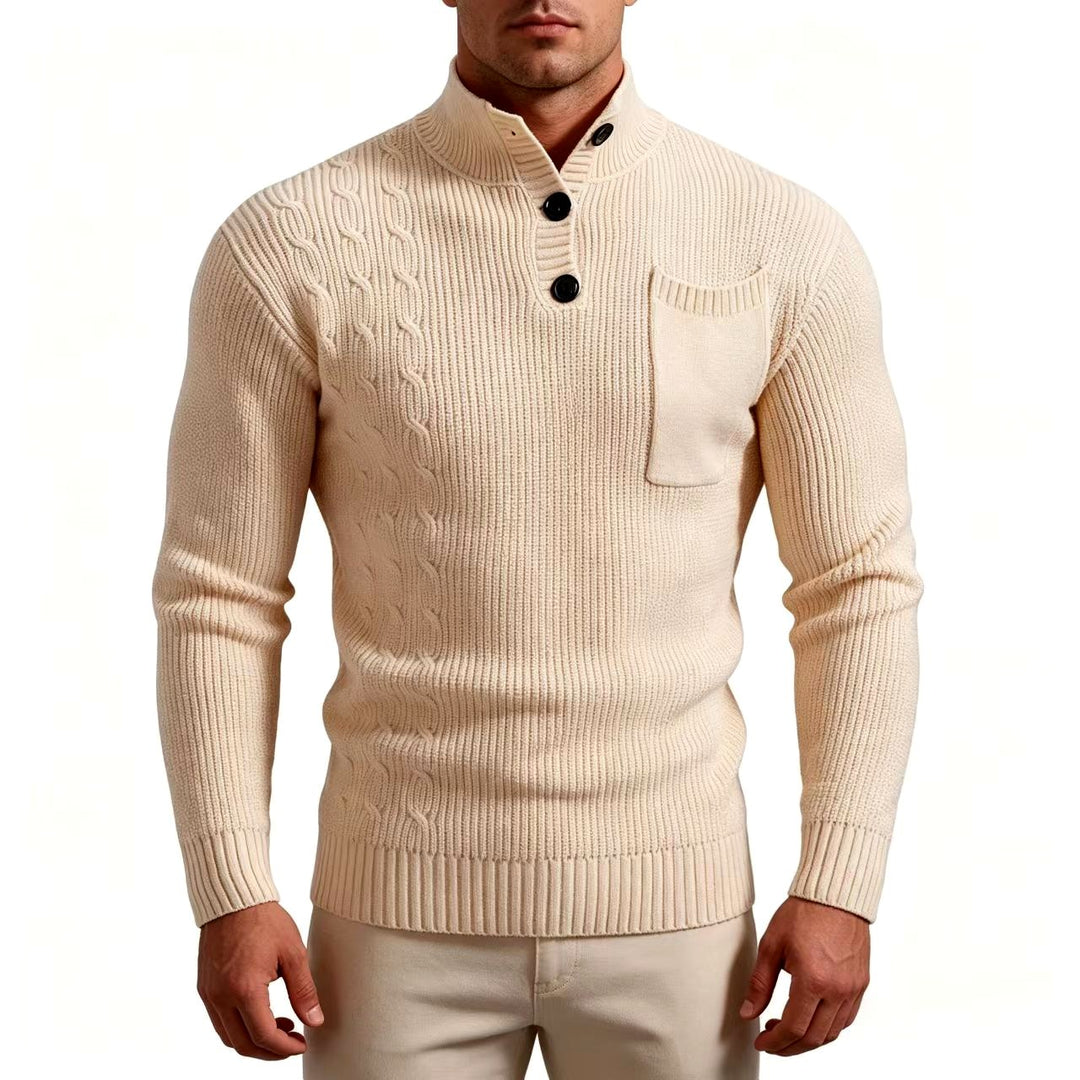 Mark - Men's Cable Knit Button Neck Sweater 2