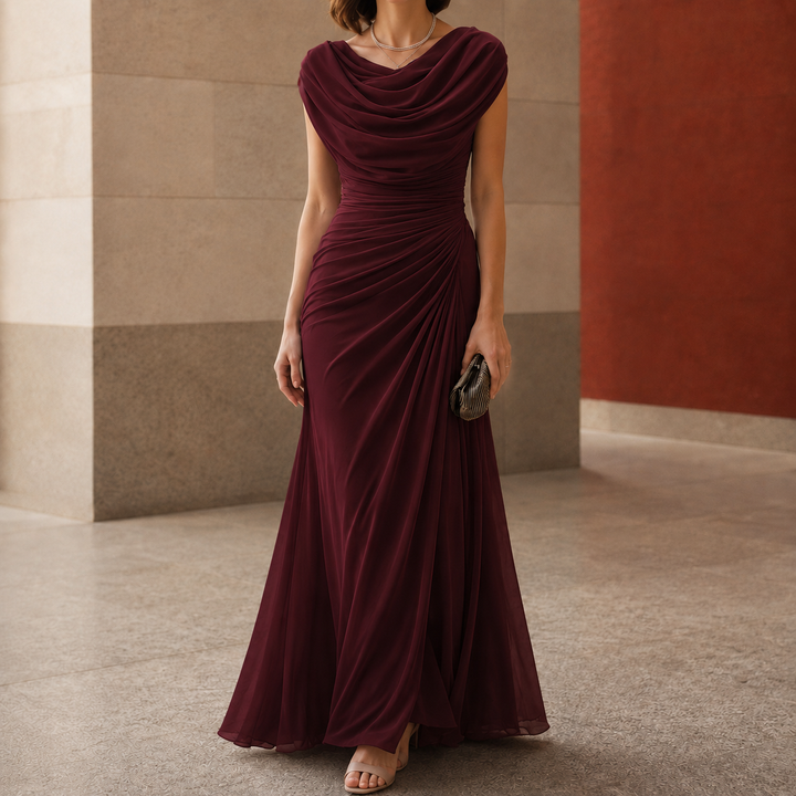 Marleigh - Women's Draped Side-Gathered Wedding Guest Dress