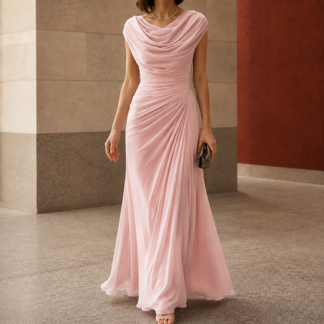Marleigh - Women's Draped Side-Gathered Wedding Guest Dress