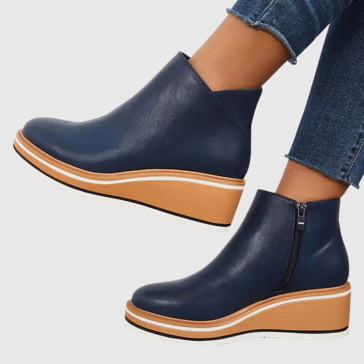 Marlina - Women's Wedge Chelsea Boots with Side Zip