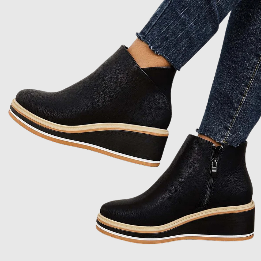 Marlina - Women's Wedge Chelsea Boots with Side Zip