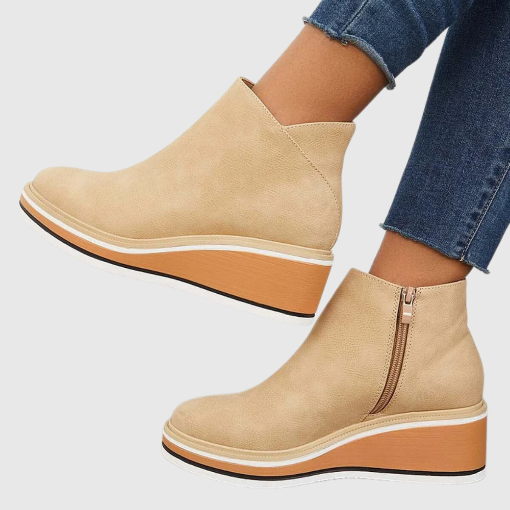 Marlina - Women's Wedge Chelsea Boots with Side Zip