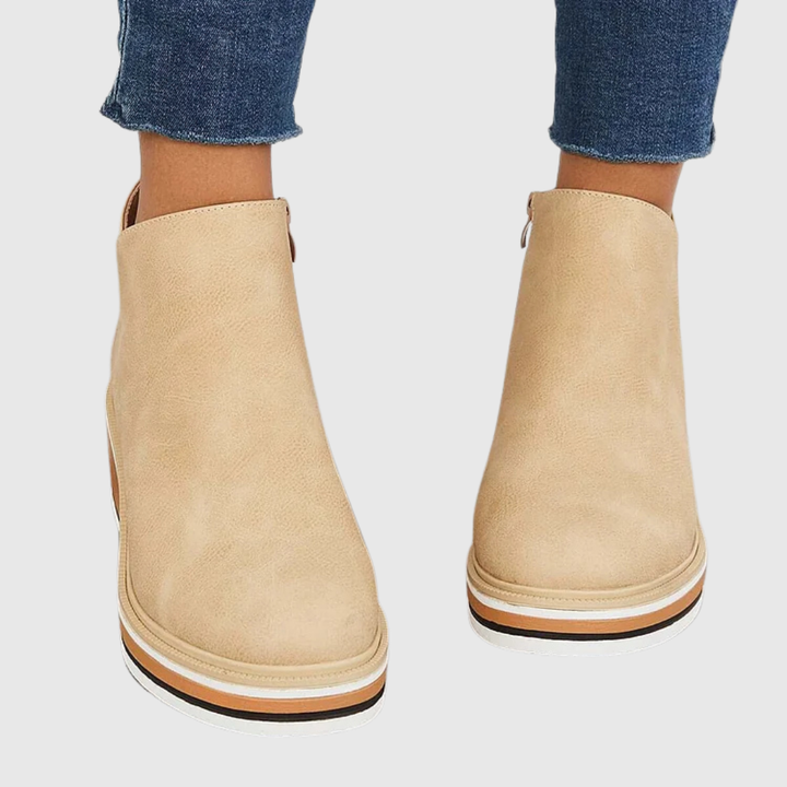 Marlina - Women's Wedge Chelsea Boots with Side Zip