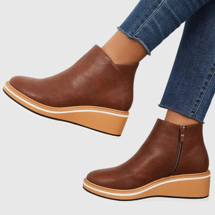 Marlina - Women's Wedge Chelsea Boots with Side Zip