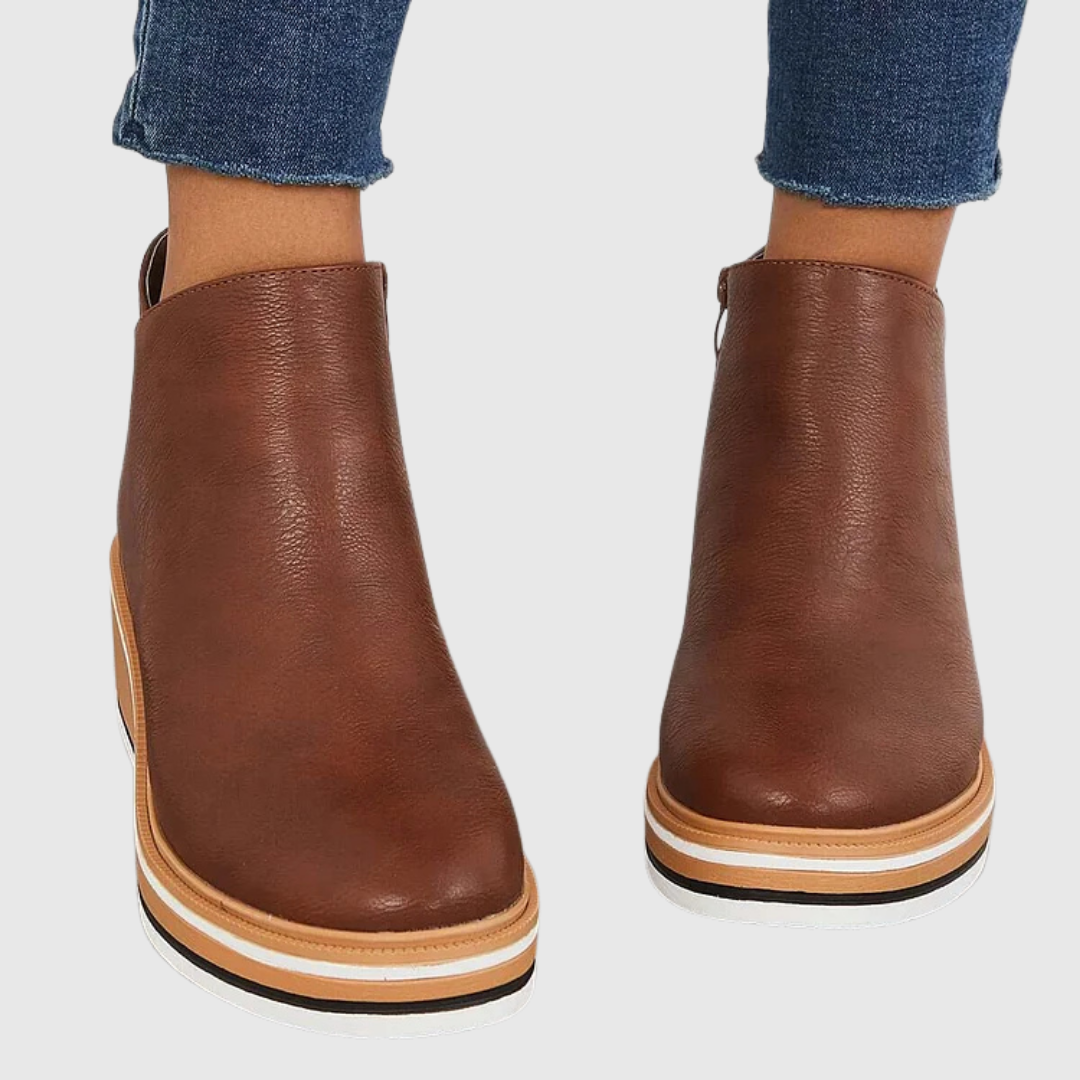 Marlina - Women's Wedge Chelsea Boots with Side Zip