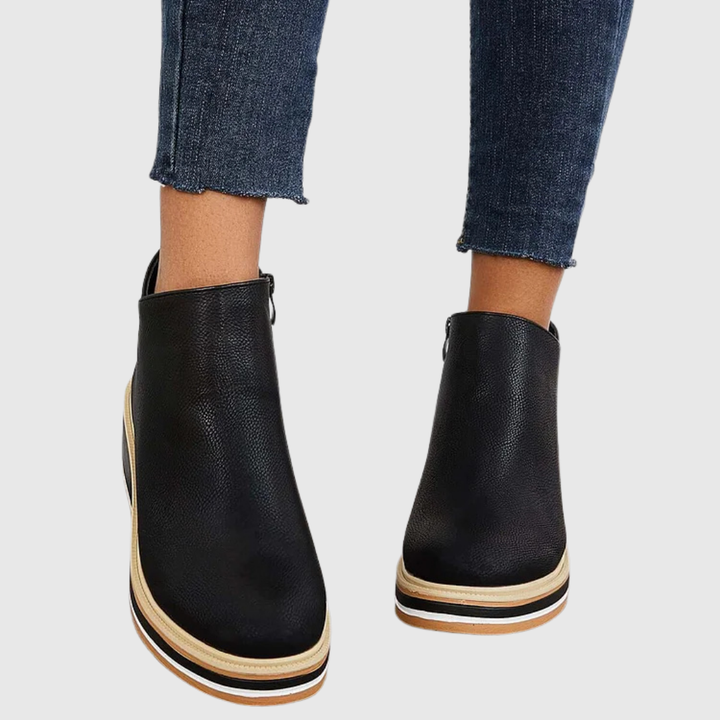 Marlina - Women's Wedge Chelsea Boots with Side Zip