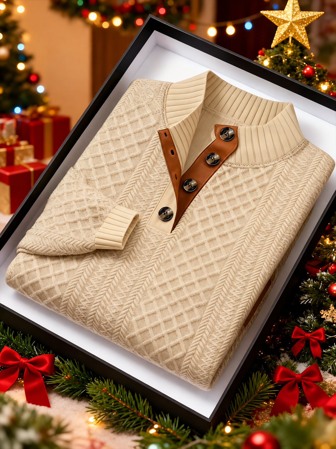 Marlon - Men's Textured Knit Mock Neck Sweater
