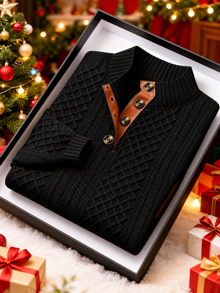 Marlon - Men's Textured Knit Mock Neck Sweater