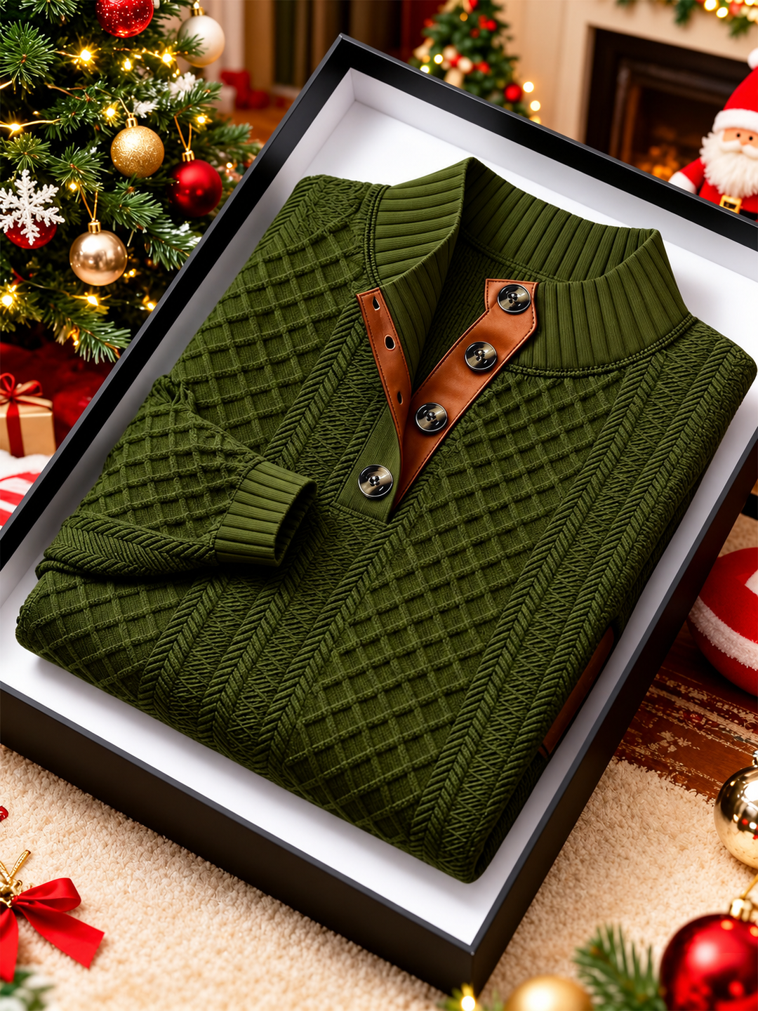 Marlon - Men's Textured Knit Mock Neck Sweater