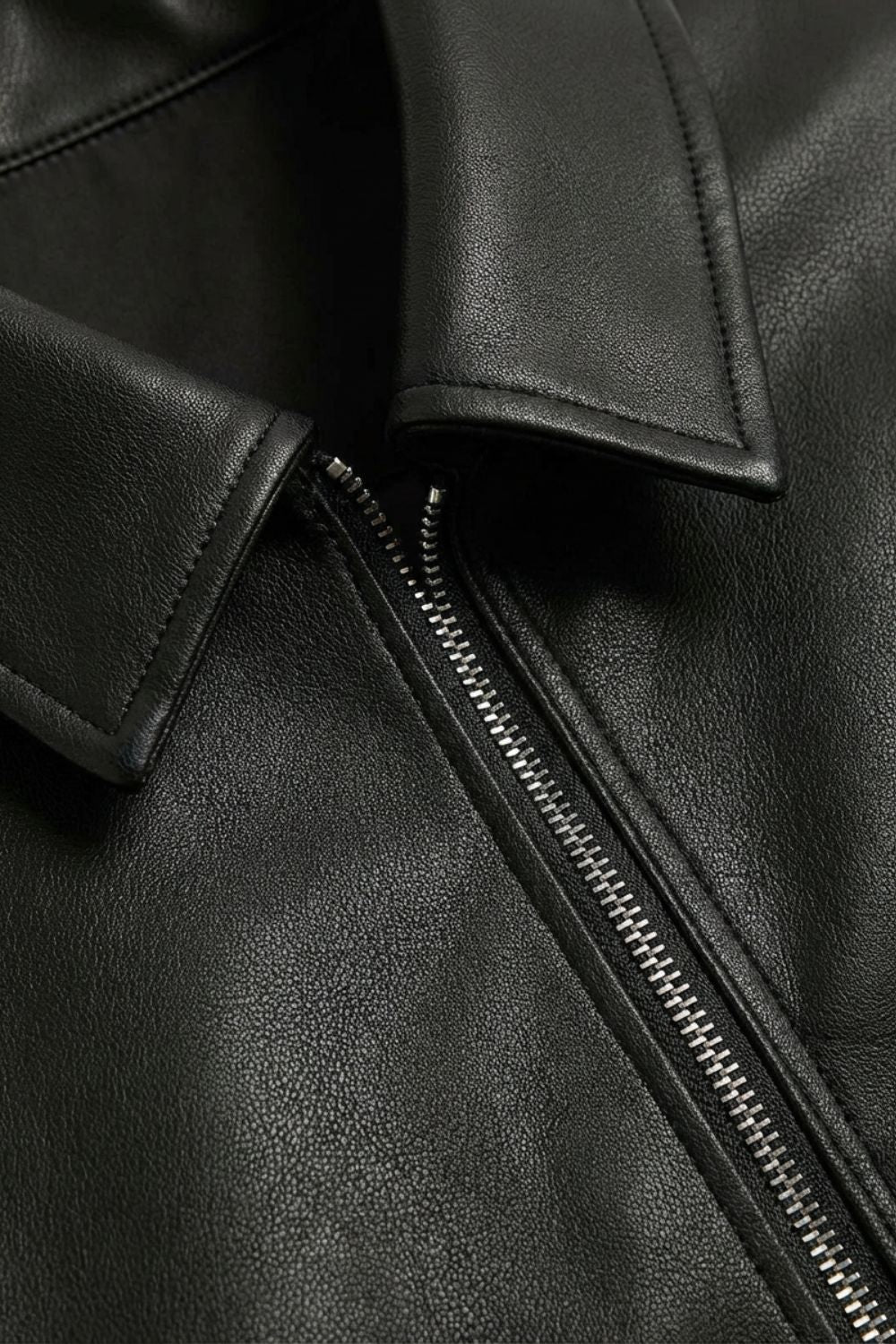 Mason - Men's Full-Zip Leather Jacket with Notch Collar