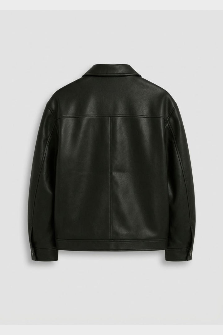 Mason - Men's Full-Zip Leather Jacket with Notch Collar