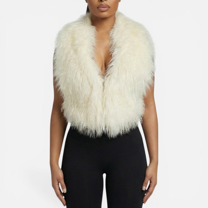 Maude - Women's Faux Fur Vest with Open Back