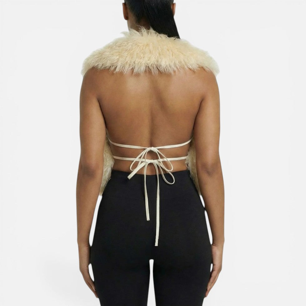 Maude - Women's Faux Fur Vest with Open Back